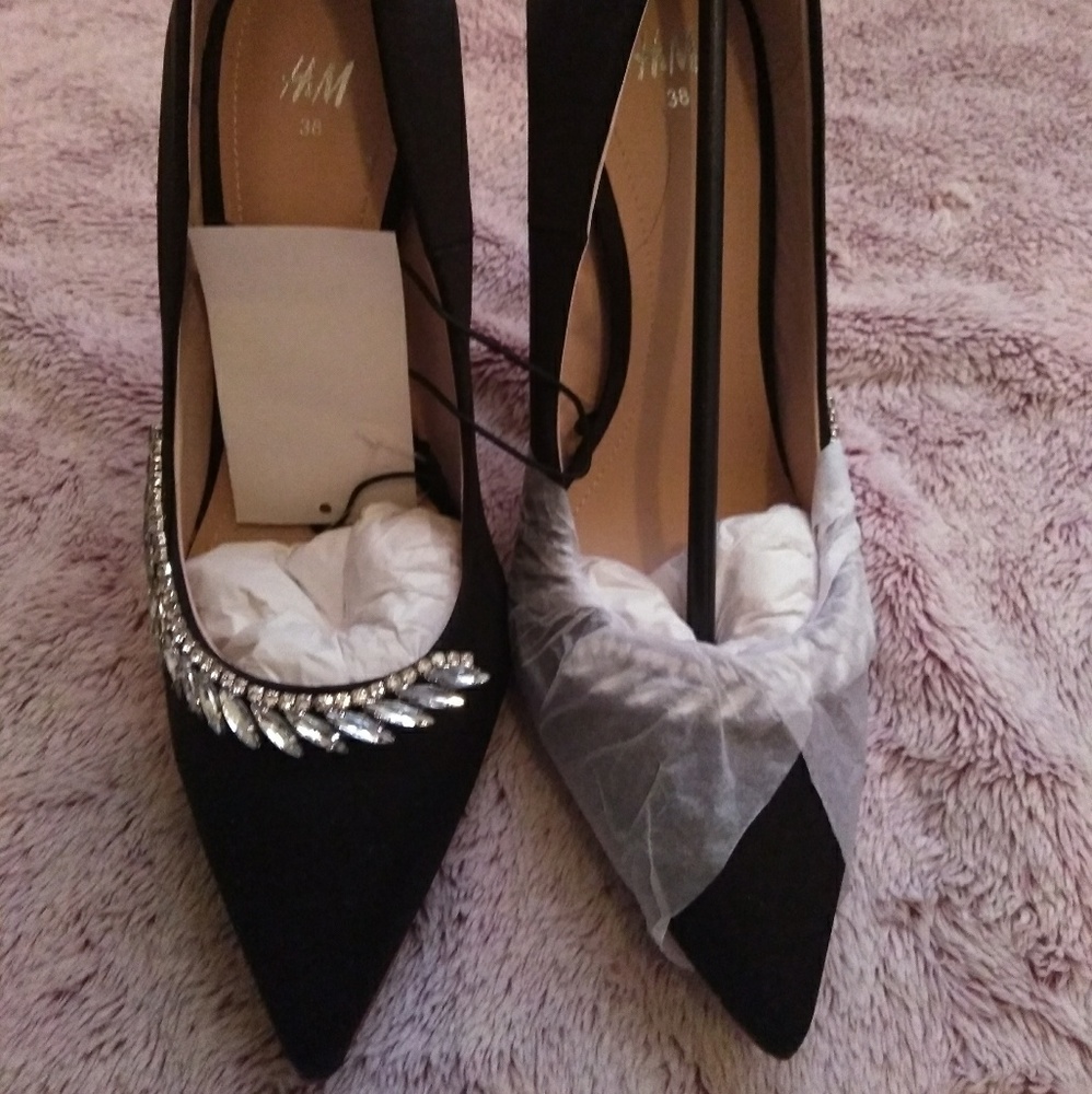 H/M black jewled heels